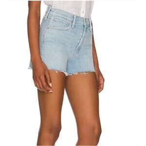 MOTHER The Scrapper Cut Off Light Blue Jean Shorts, mid to high waisted